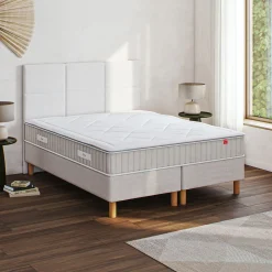 Ensemble matelas ressorts+sommier ferme Epeda H68cm 2x90x200cm - beige