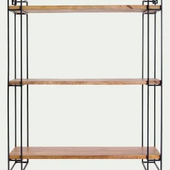 Etagère murale en bois et métal - bois clair L66xl19xH77,5cm