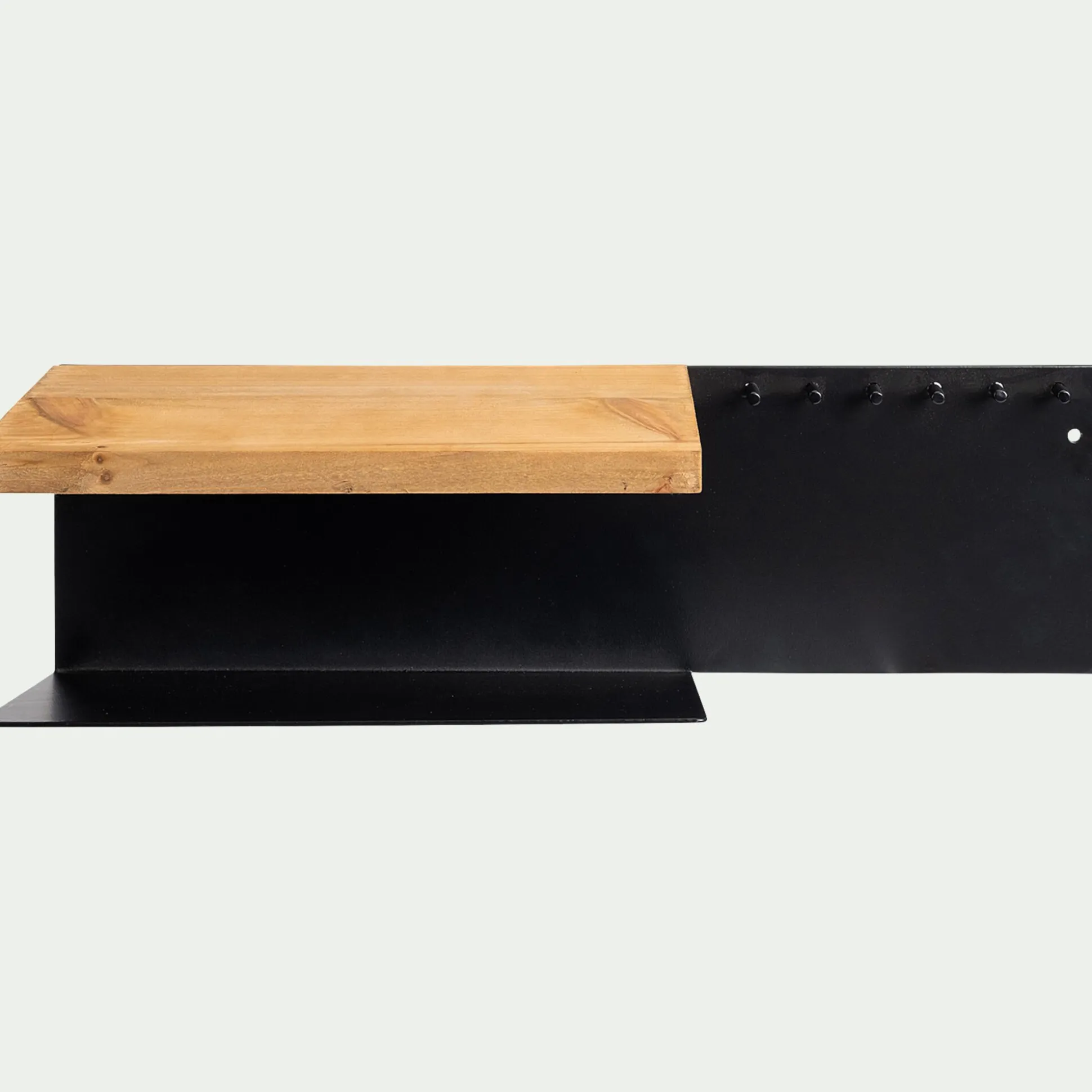 Etagère murale en pin et métal - noir L50xl15,5xH15cm
