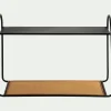 Etagère murale en rotin et métal - noir L63,5xl28xH43cm