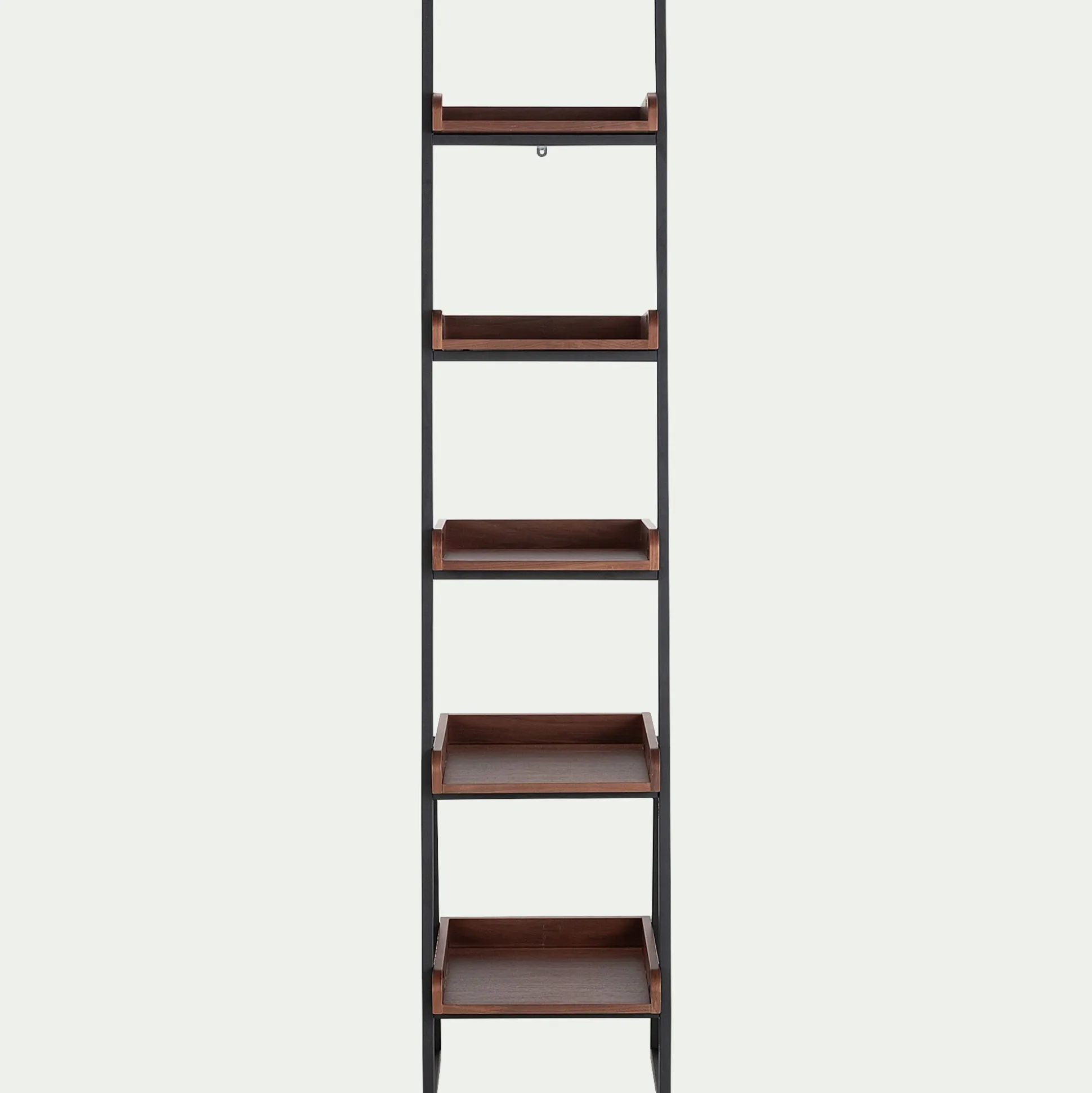 Etagère 5 tablettes plaquée noyer et métal noir L40cm - bois foncé
