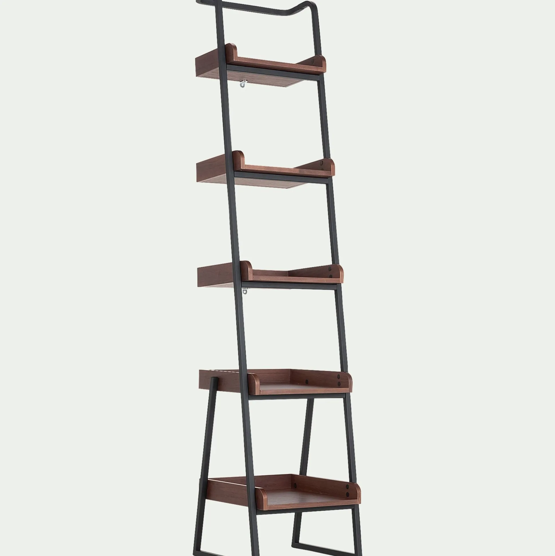 Etagère 5 tablettes plaquée noyer et métal noir L40cm - bois foncé