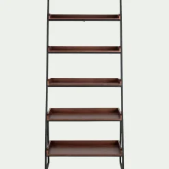 Etagère 5 tablettes plaquée noyer et métal noir - L80cm