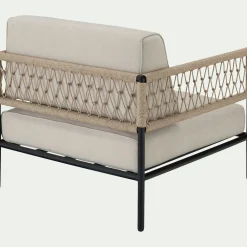 Fauteuil de jardin en acier et corde - beige