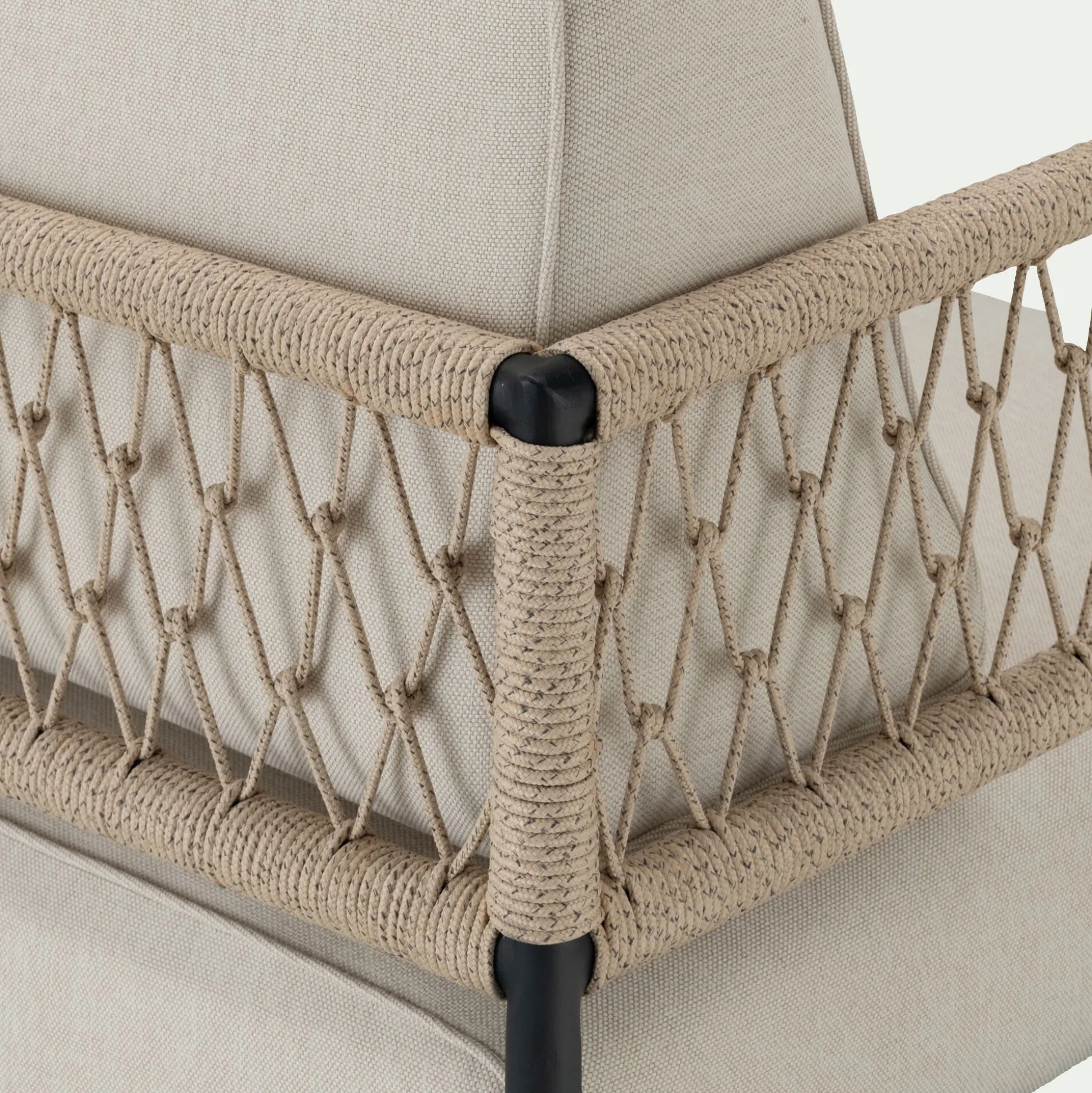 Fauteuil de jardin en acier et corde - beige