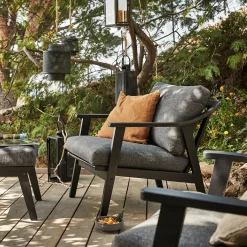 Fauteuil de jardin en bois d'eucalyptus - noir