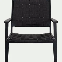 Fauteuil de jardin en bois d'eucalyptus et polyester - noir