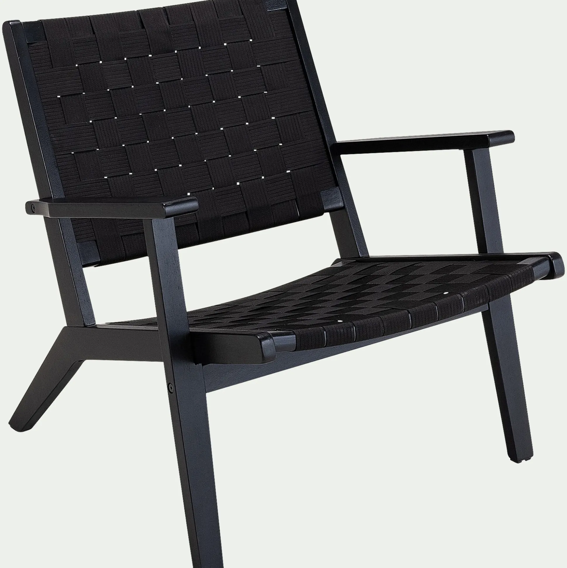 Fauteuil de jardin en bois d'eucalyptus et polyester - noir