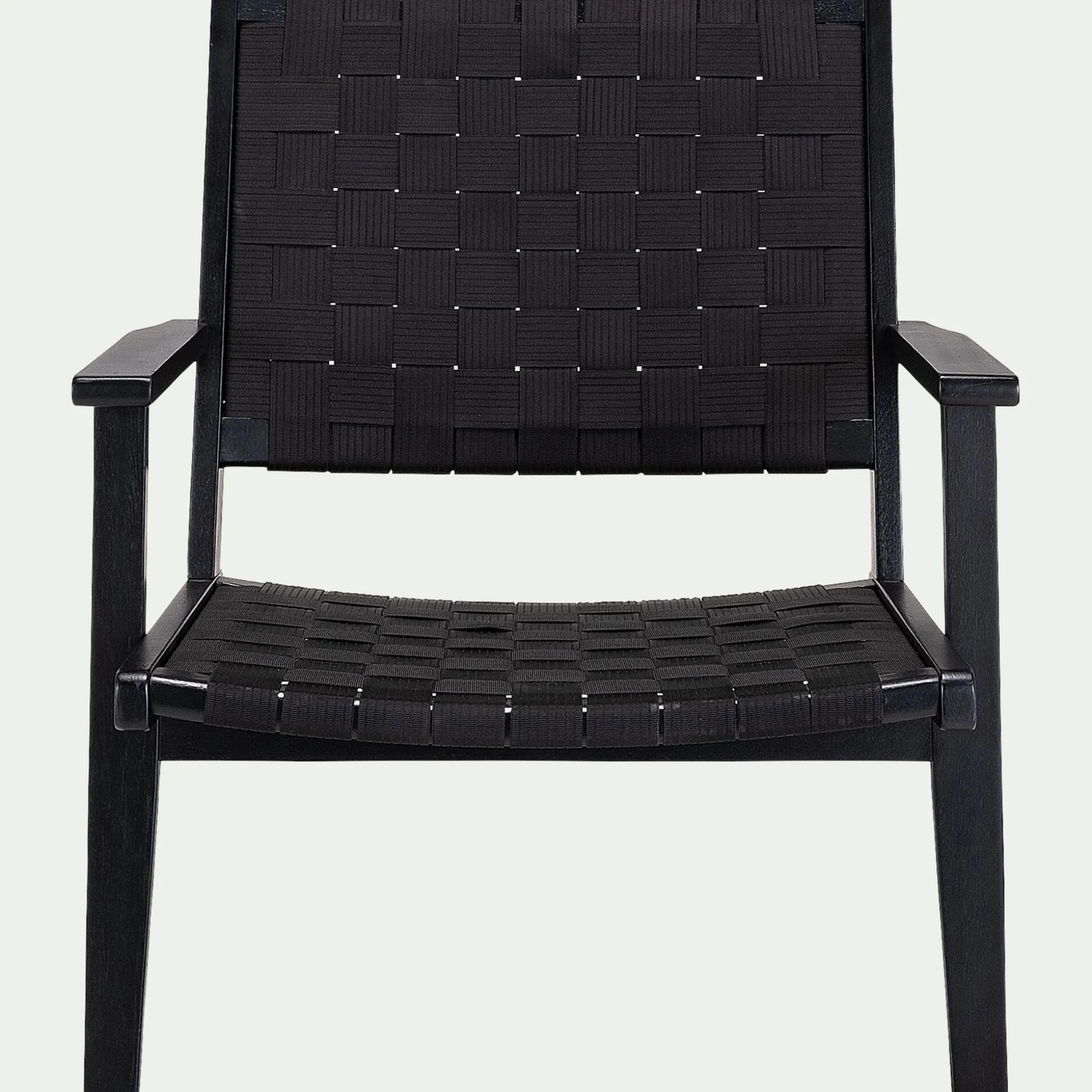 Fauteuil de jardin en bois d'eucalyptus et polyester - noir