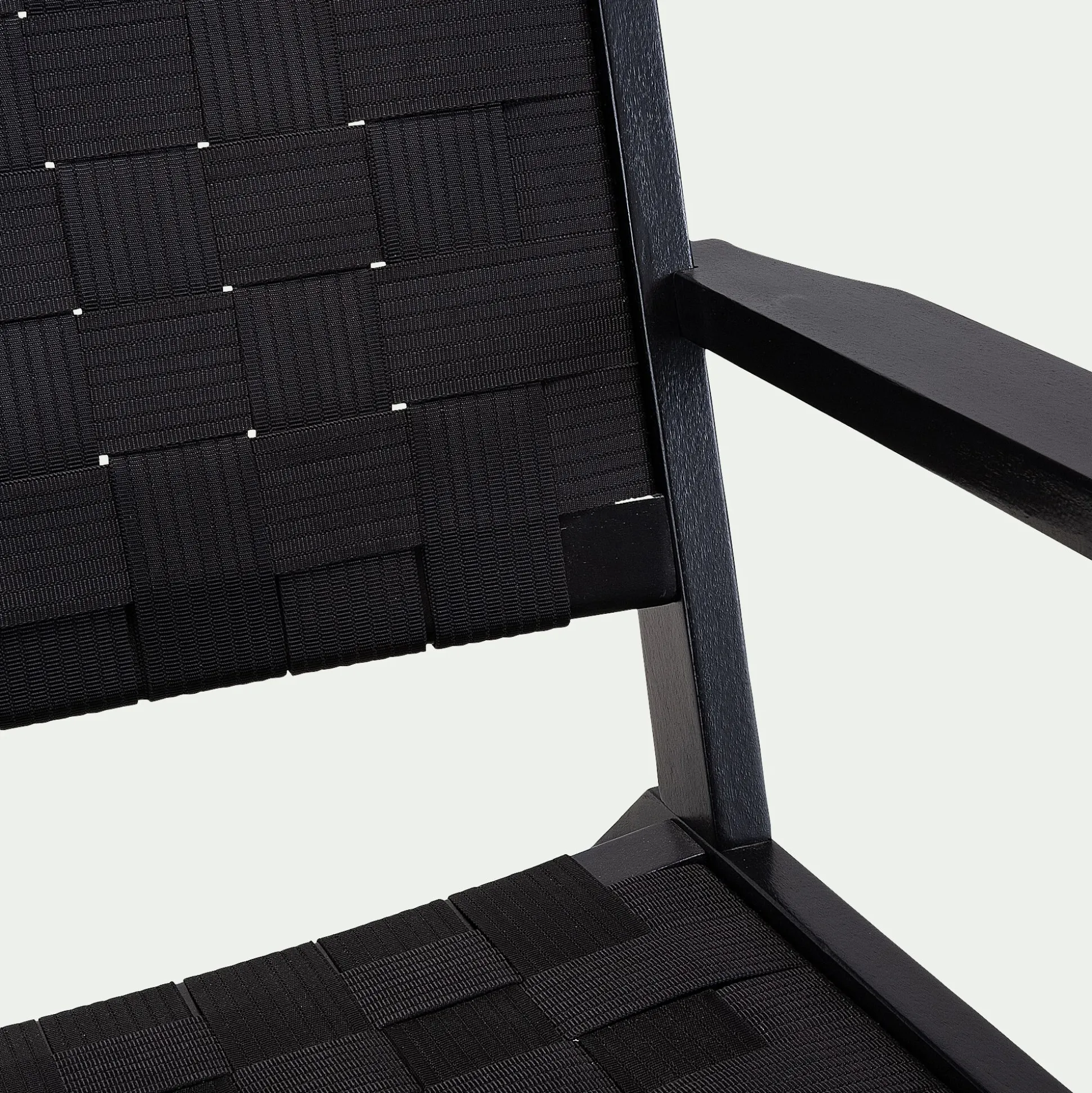 Fauteuil de jardin en bois d'eucalyptus et polyester - noir