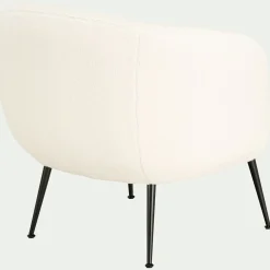 Fauteuil en tissu avec piétement en acier - blanc capelan