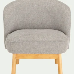 Fauteuil en tissu chiné et piétement en hévéa - gris borie