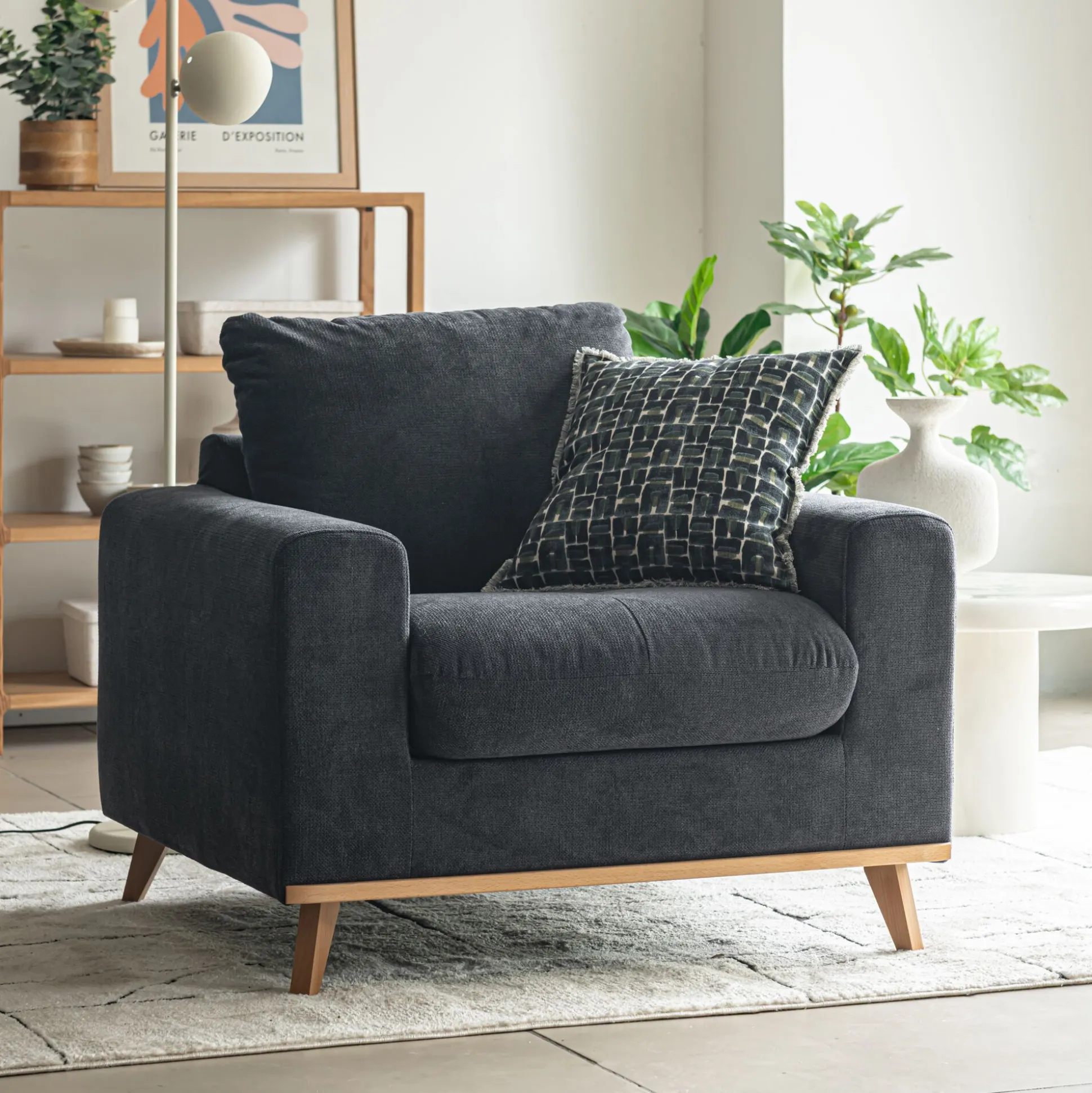 Fauteuil en tissu crown - bleu calabrun