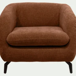 Fauteuil en tissu doux tramé - brun rustrel