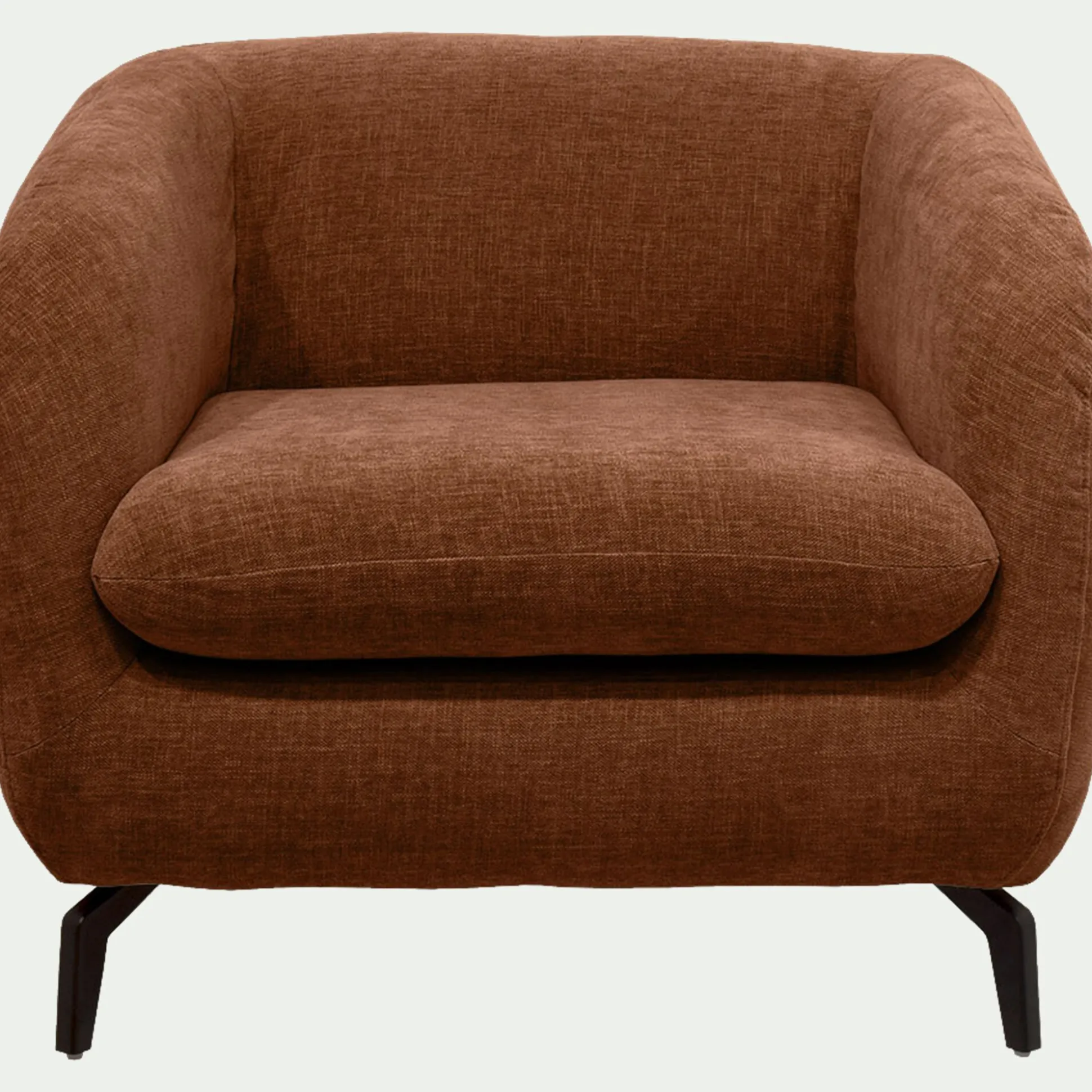 Fauteuil en tissu doux tramé - brun rustrel