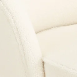Fauteuil en tissu effet moutonné et piétement en hévéa - blanc capelan