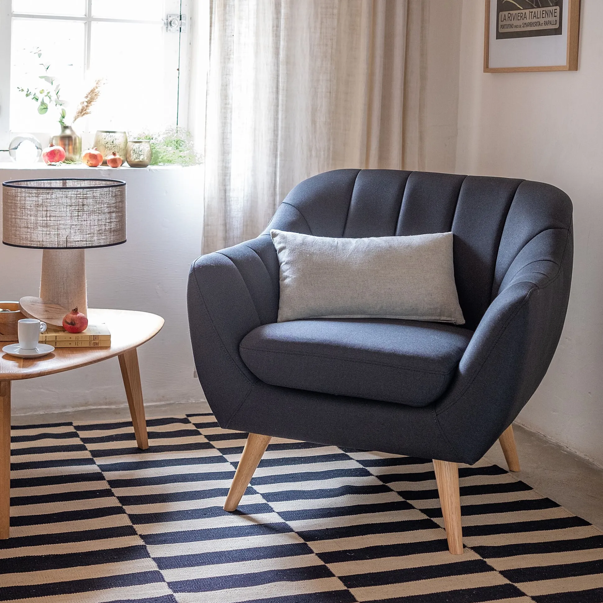 Fauteuil en tissu - gris anthracite