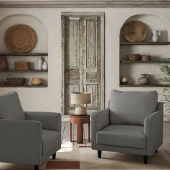 Fauteuil en tissu joint - gris restanque