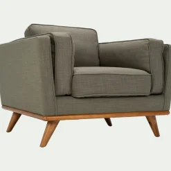 Fauteuil en tissu kaki cèdre