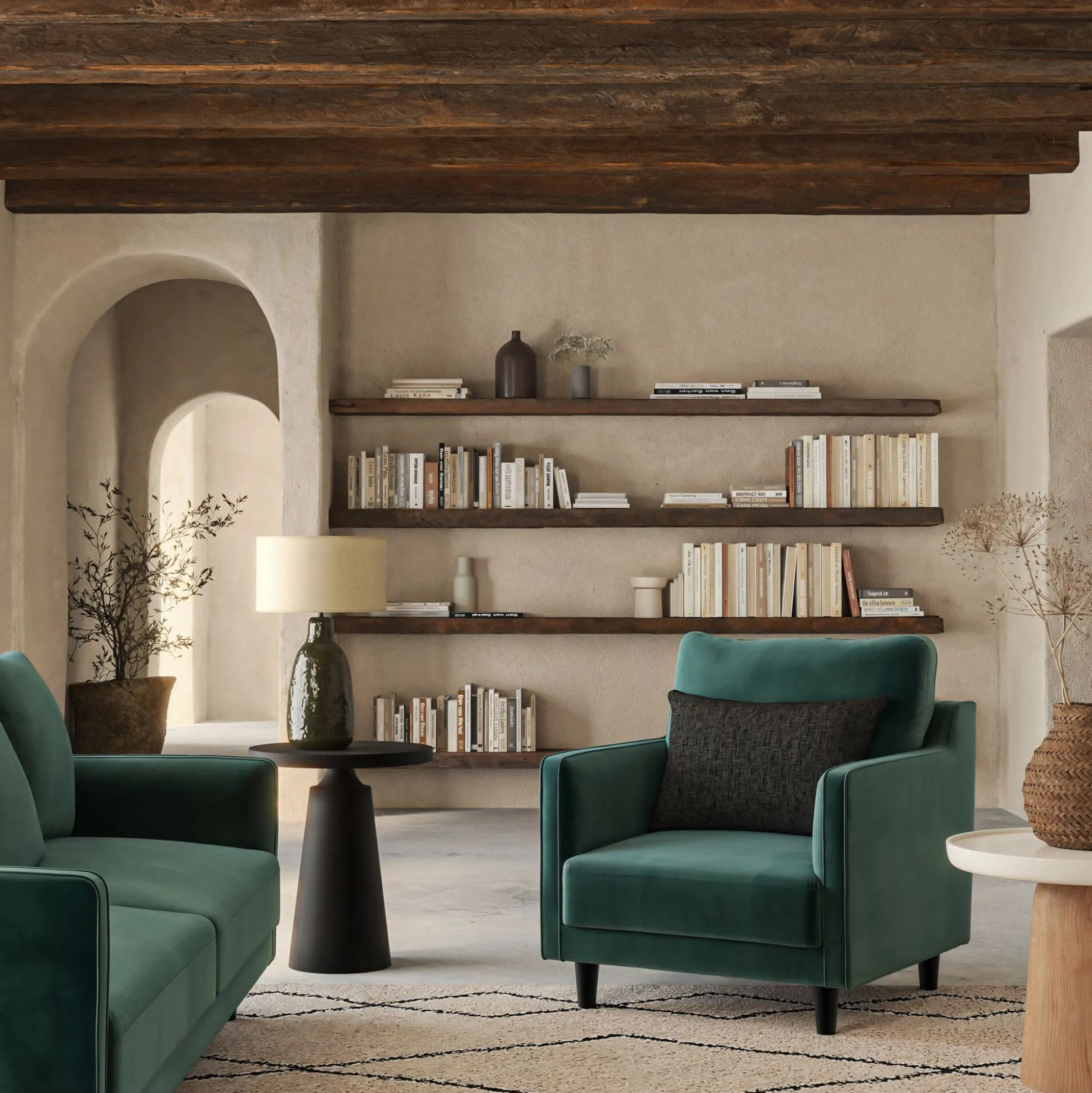 Fauteuil en tissu velvet - vert sauge