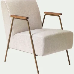 Fauteuil en velours - beige