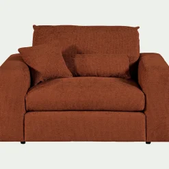 Fauteuil fixe en tissu chenille - brun rustrel
