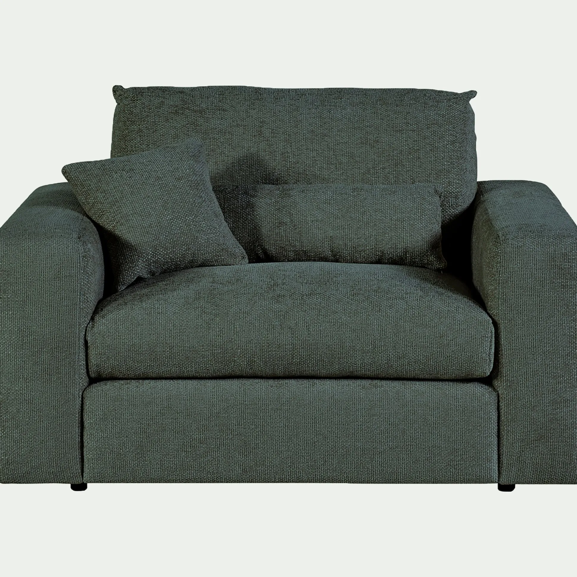 Fauteuil fixe en tissu chenille - bleu calaluna