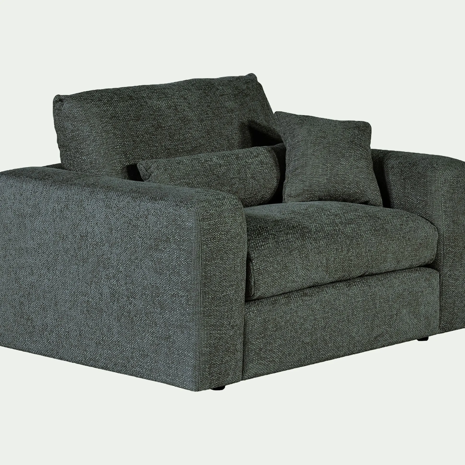 Fauteuil fixe en tissu chenille - bleu calaluna