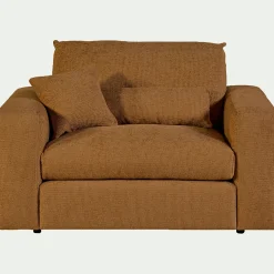 Fauteuil fixe en tissu chenille - jaune argan