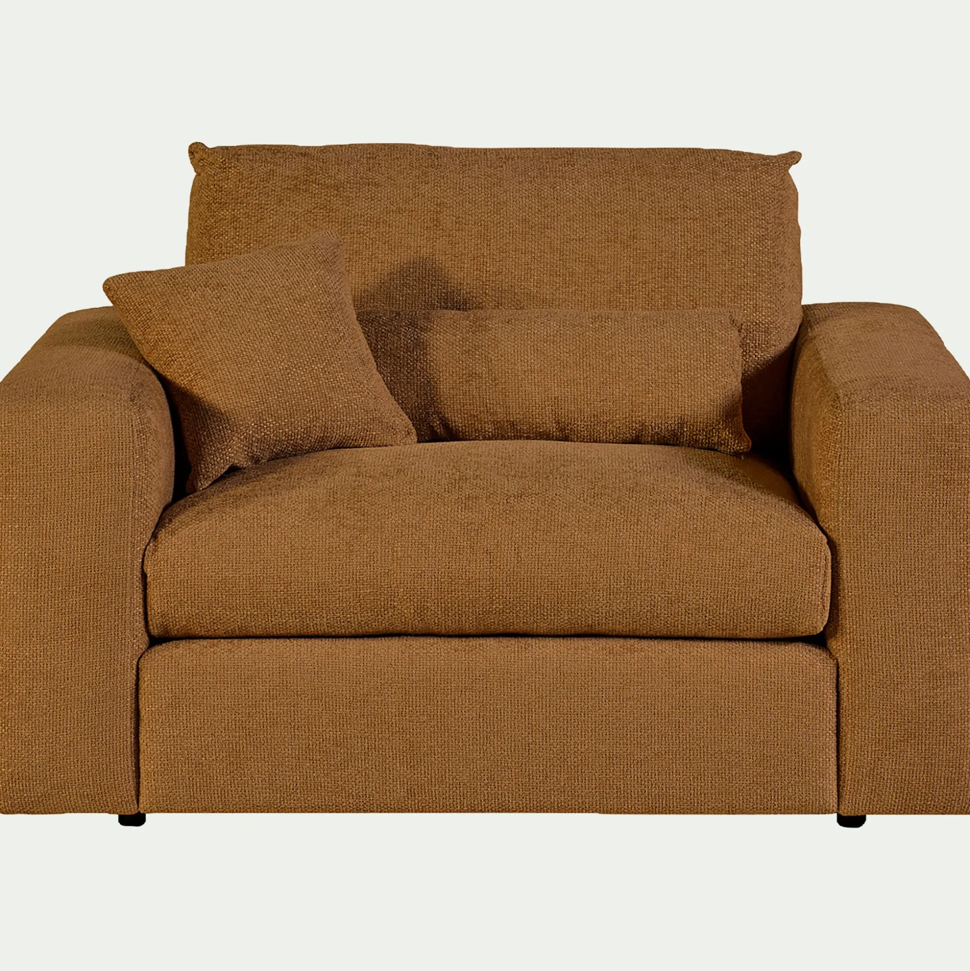 Fauteuil fixe en tissu chenille - jaune argan