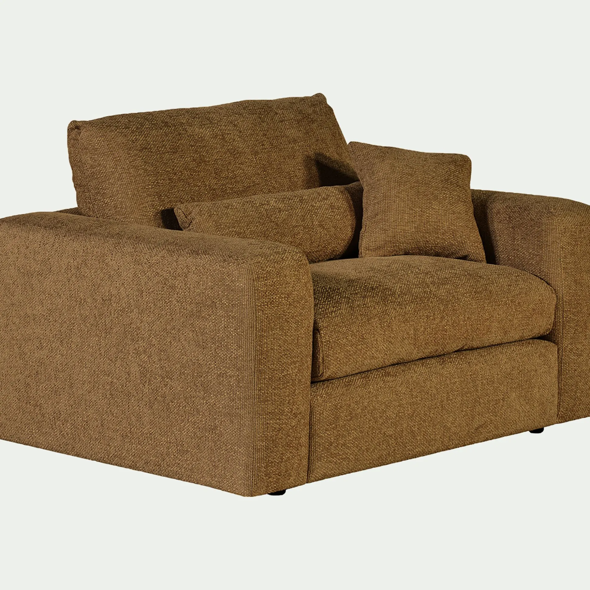 Fauteuil fixe en tissu chenille - jaune argan