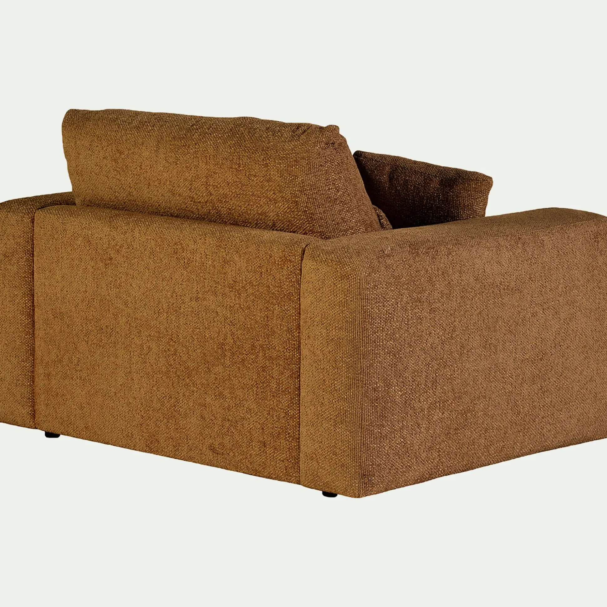 Fauteuil fixe en tissu chenille - jaune argan