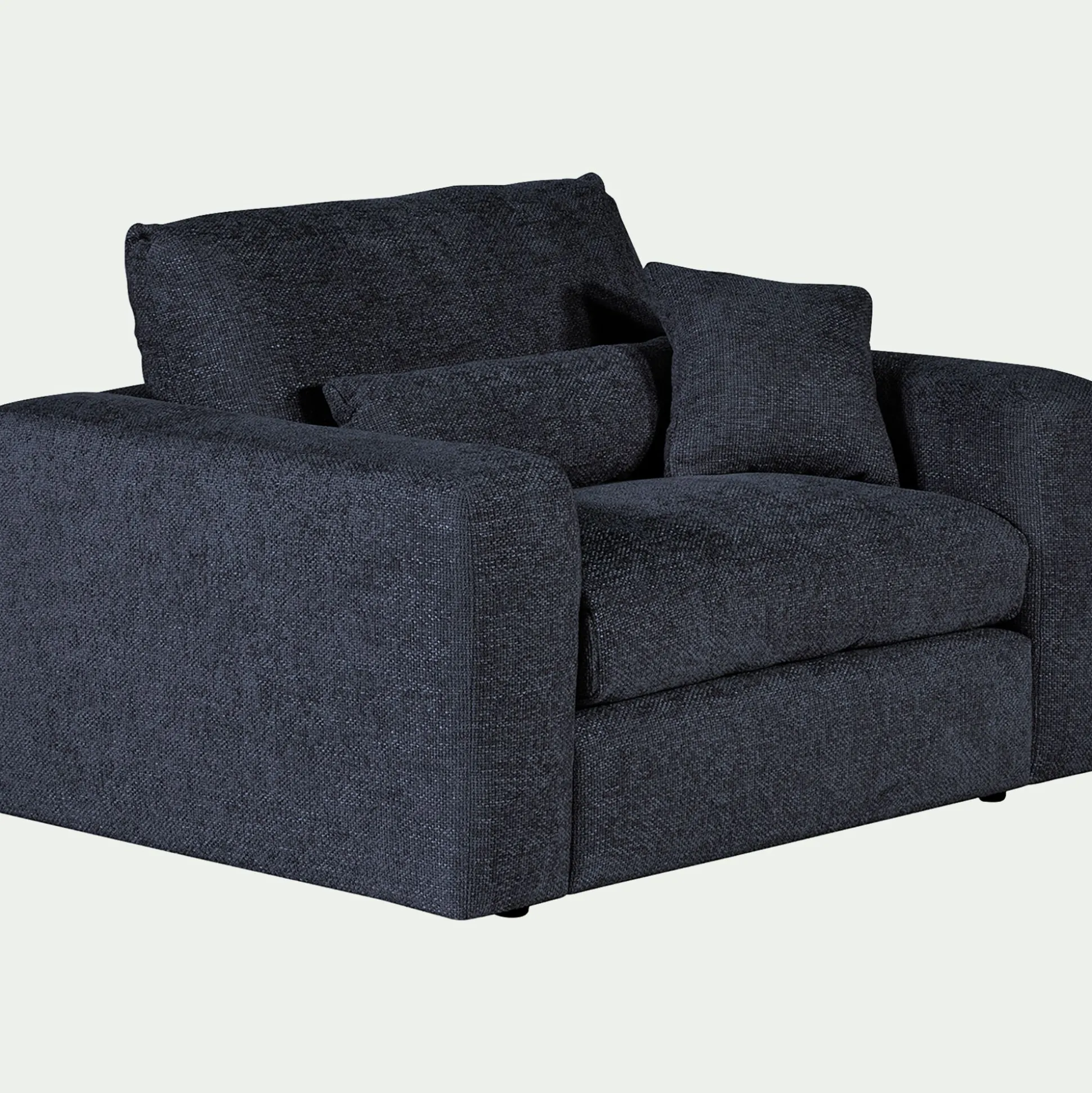 Fauteuil fixe en tissu chenille - bleu marine