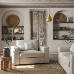 Fauteuil fixe en velours côtelé - gris borie