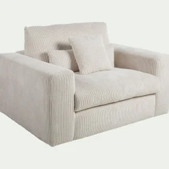 Fauteuil fixe en velours côtelé - beige roucas