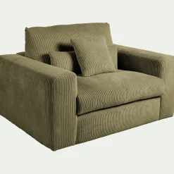 Fauteuil fixe en velours côtelé - vert cèdre