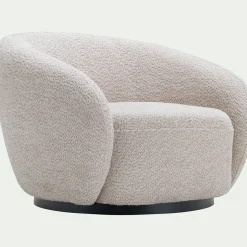 Fauteuil pivotant en tissu bouclette - beige