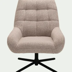 Fauteuil pivotant en tissu boulette - beige