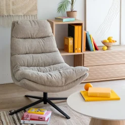Fauteuil pivotant en tissu - taupe