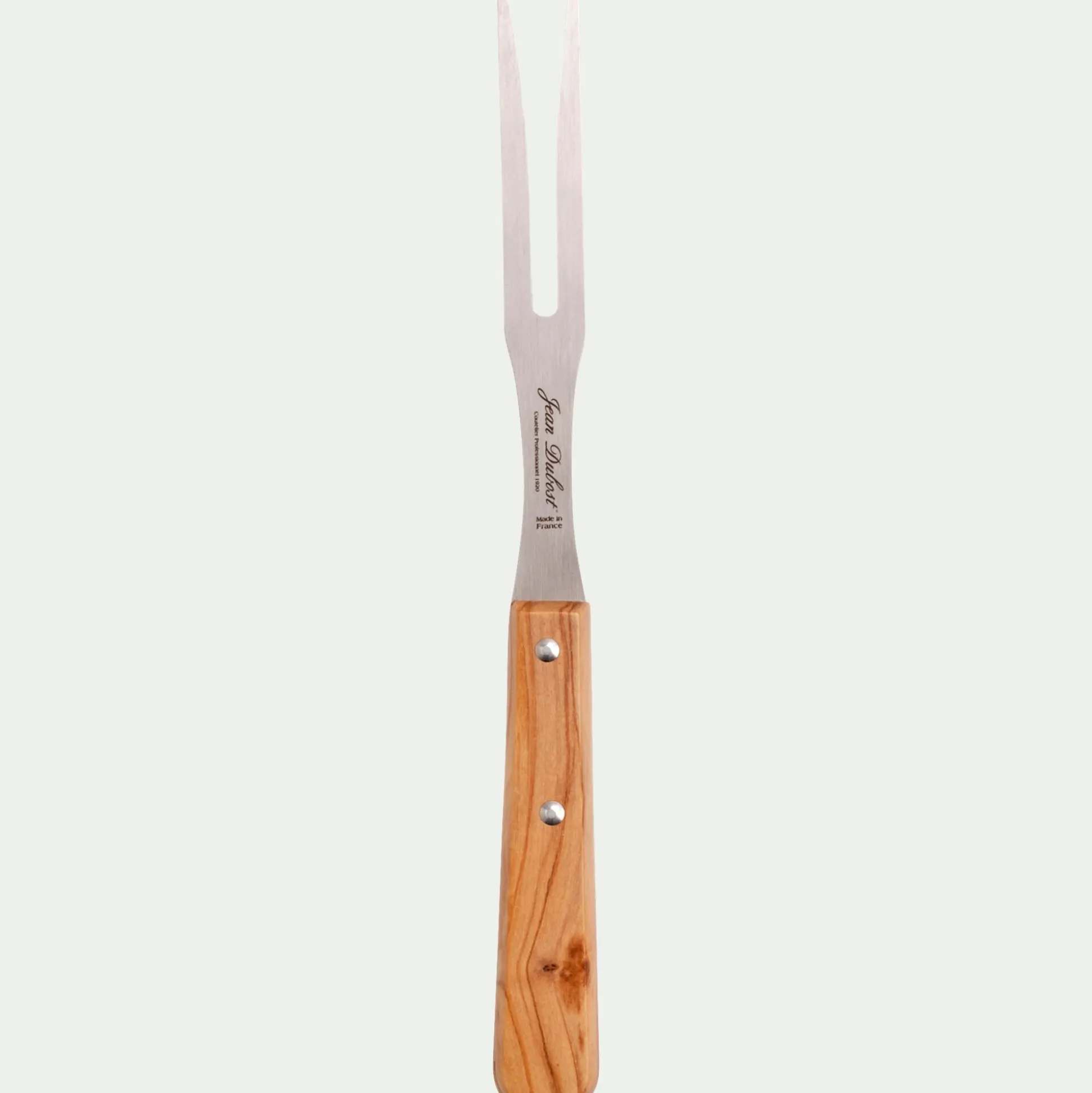 Fourchette à découper en inox et bois d'olivier - naturel