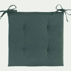 Galette de chaise de jardin en tissu déperlant motifs pins d'Alep - vert cèdre