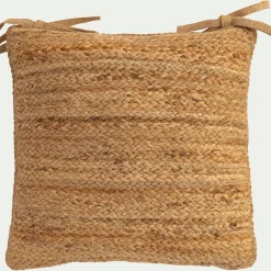 Galette de chaise en jute et coton 45x45cm - naturel