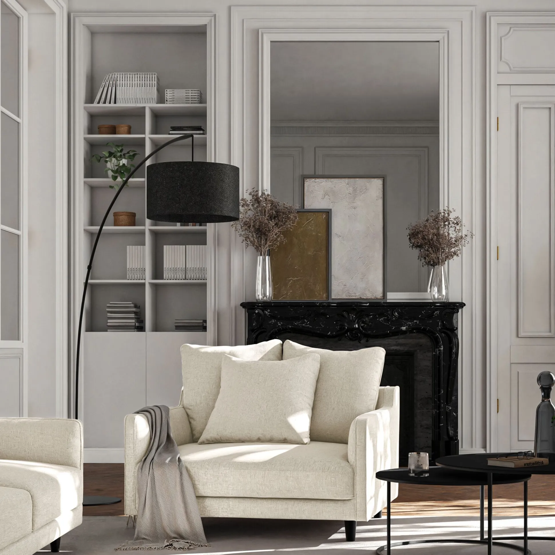Grand fauteuil fixe en tissu genesis - blanc ventoux