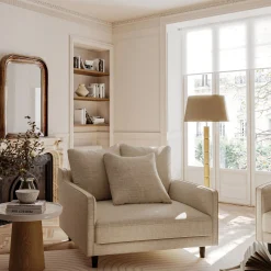 Grand fauteuil fixe en tissu monclar - beige roucas