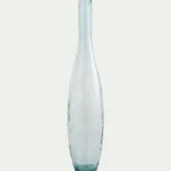 Grand vase bouteille en verre recyclé - bleu H100cm