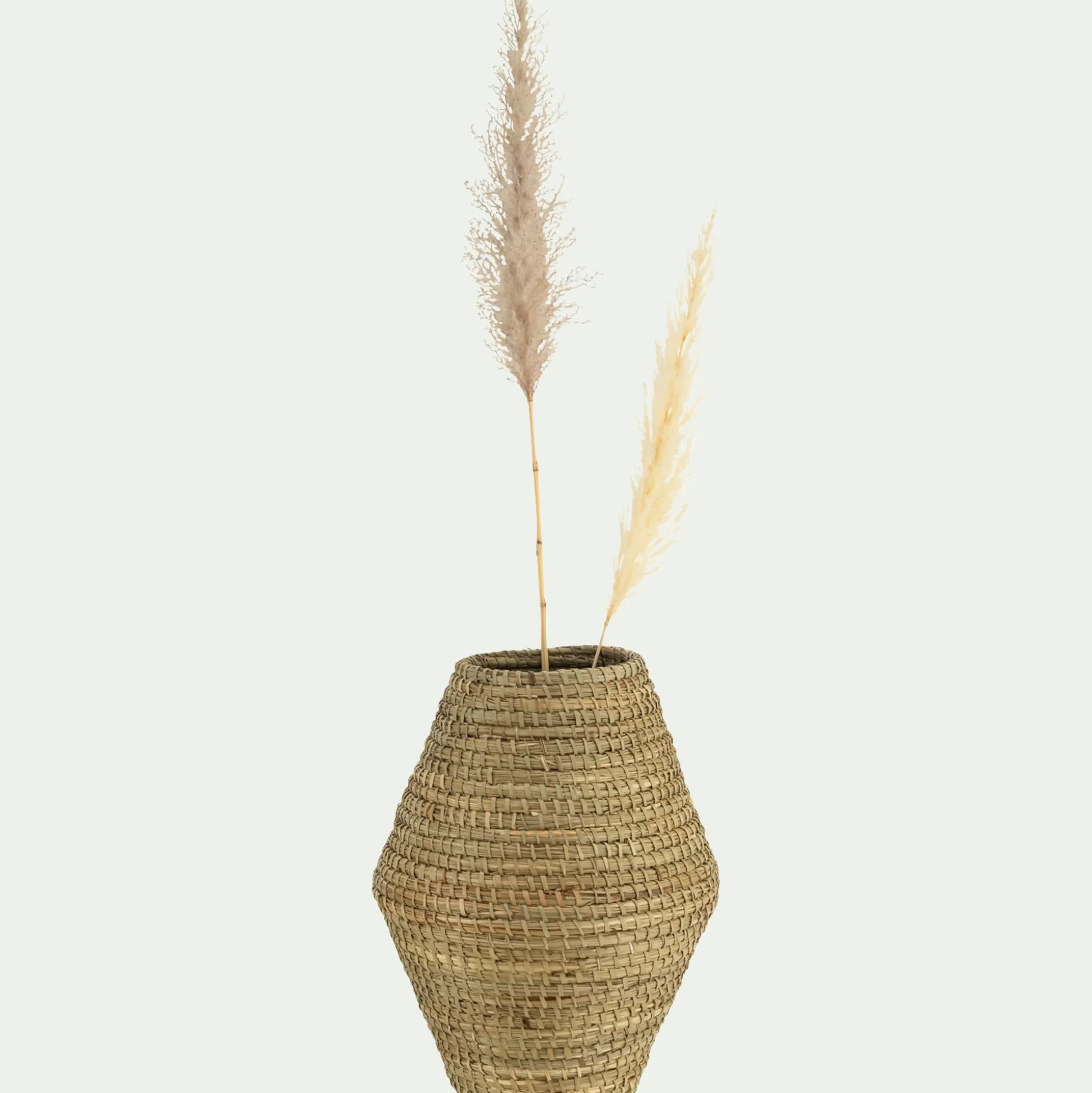 Grand vase en jonc de mer tressé H40cm - naturel