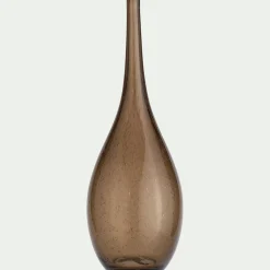 Grand vase en verre bullé H39cm - marron