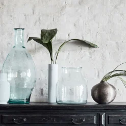 Grand vase en verre recyclé - bleu transparent H60cm