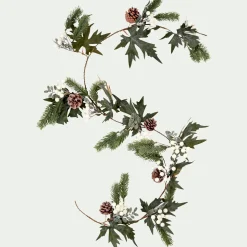 Guirlande de Noël en feuilles et baies artificielles L140cm - vert