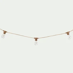 Guirlande lumineuse solaire en jute - naturel 8m